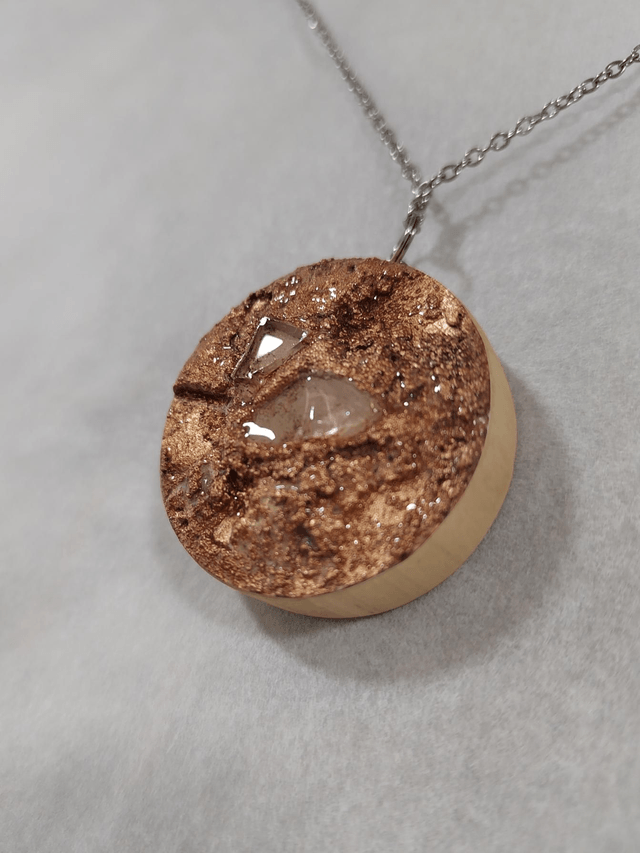 Echoes of the wild 1 - Bronze and brown textured pendant with chain