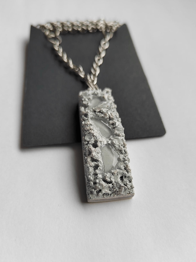 Freedom call 8 - Sage and white textured pendant with chain