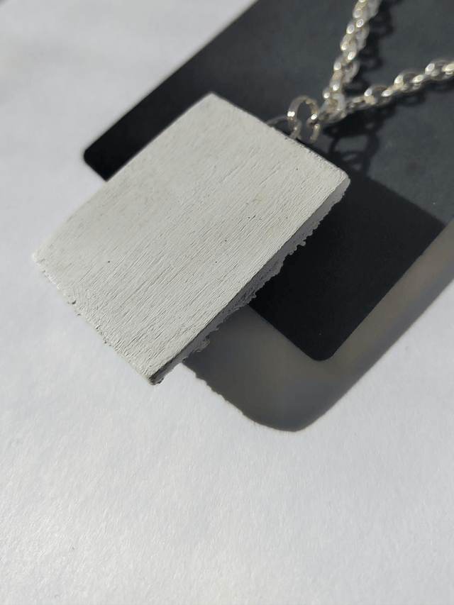Freedom call 3 - Black and white textured pendant with chain