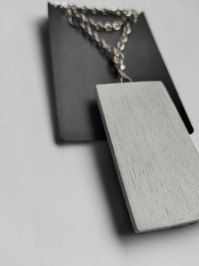 Freedom call 1 - Black and white textured pendant with chain