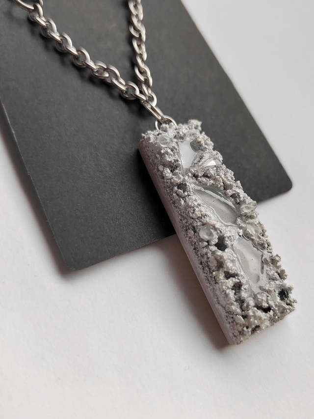 Freedom call 8 - Sage and white textured pendant with chain