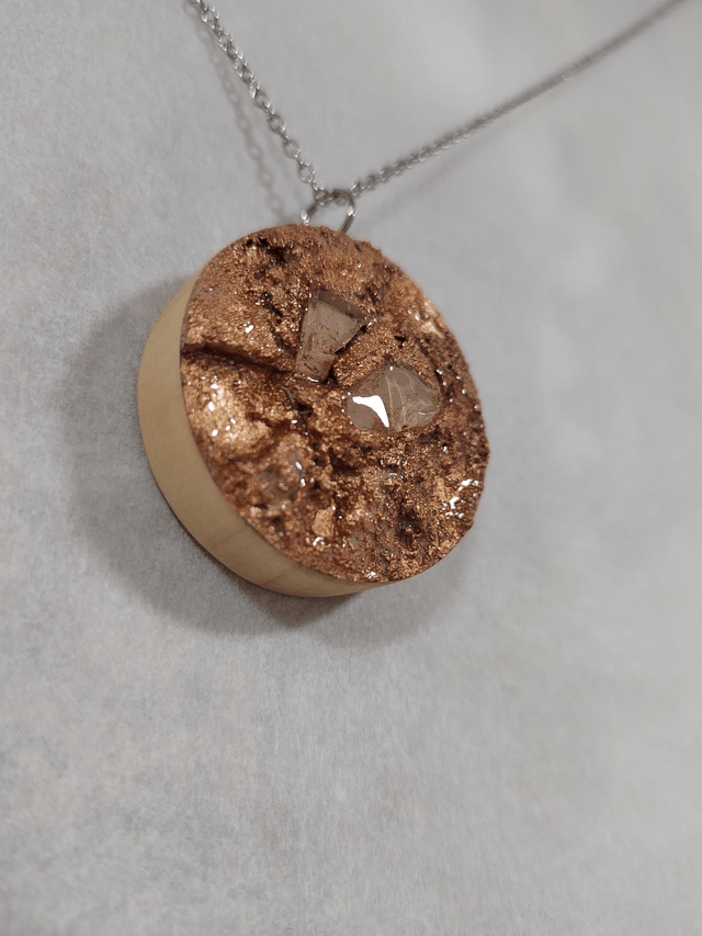 Echoes of the wild 1 - Bronze and brown textured pendant with chain