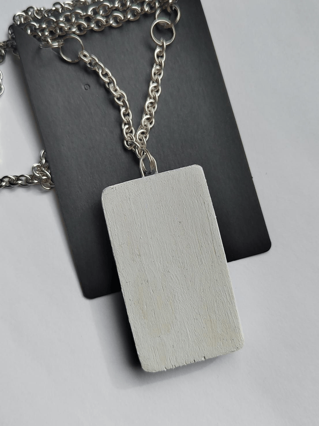 Freedom call 2 - Black and white textured pendant with chain