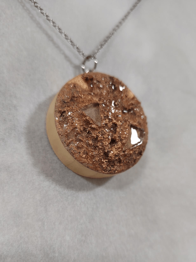 Echoes of the wild 3 - Bronze and brown textured pendant with chain