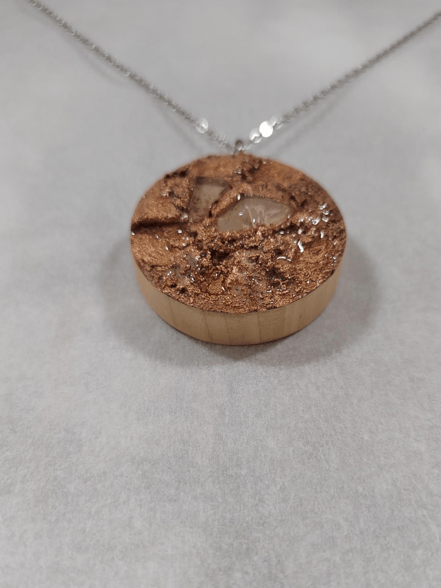 Echoes of the wild 1 - Bronze and brown textured pendant with chain