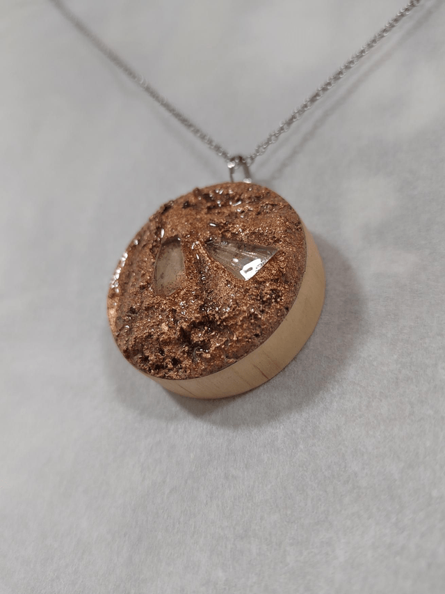 Echoes of the wild 2 - Bronze and brown textured pendant with chain