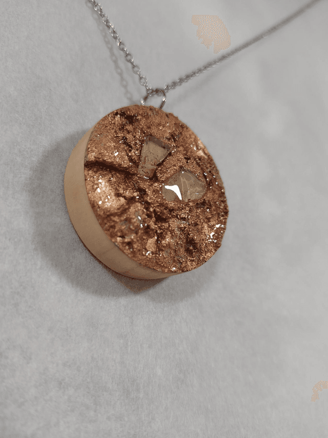 Echoes of the wild 1 - Bronze and brown textured pendant with chain