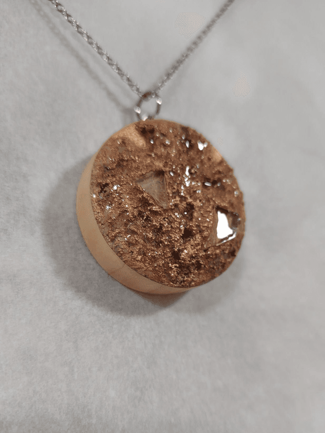 Echoes of the wild 3 - Bronze and brown textured pendant with chain